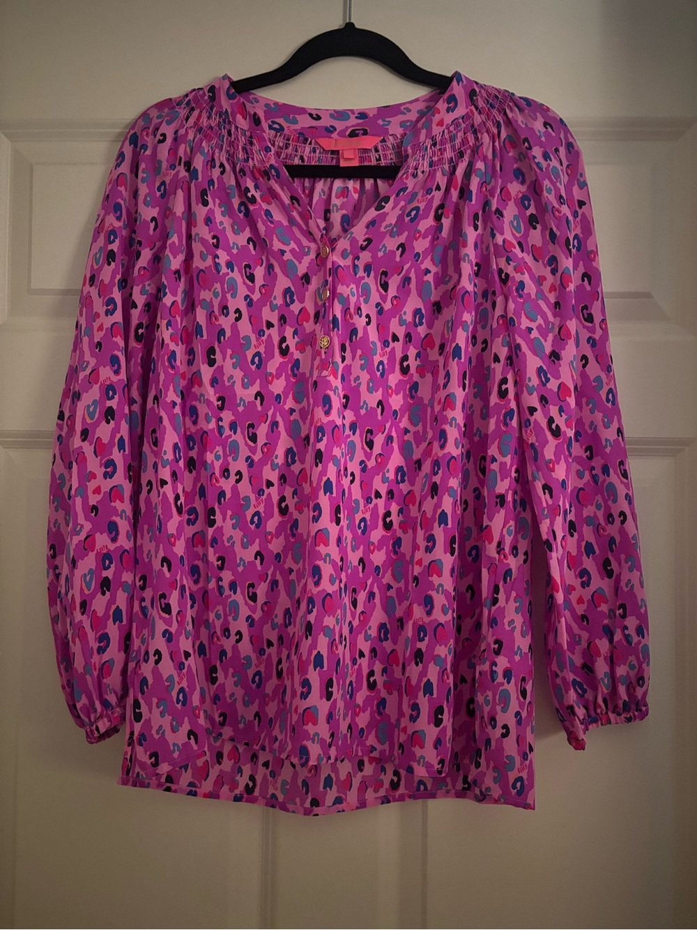 Lilly Pulitzer Purple Animal Print Elsa Blouse - great condition